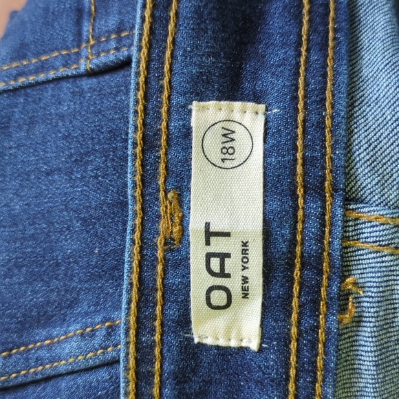 OAT New York Wide Leg High Rise Jeans in Medium Blue Wash Size 18W NWT - Picture 5 of 7
